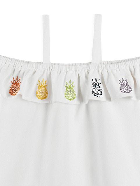 Little Girl's 2-Piece Off-The-Shoulder T-Shirt & Shorts Set商品第5张图片规格展示