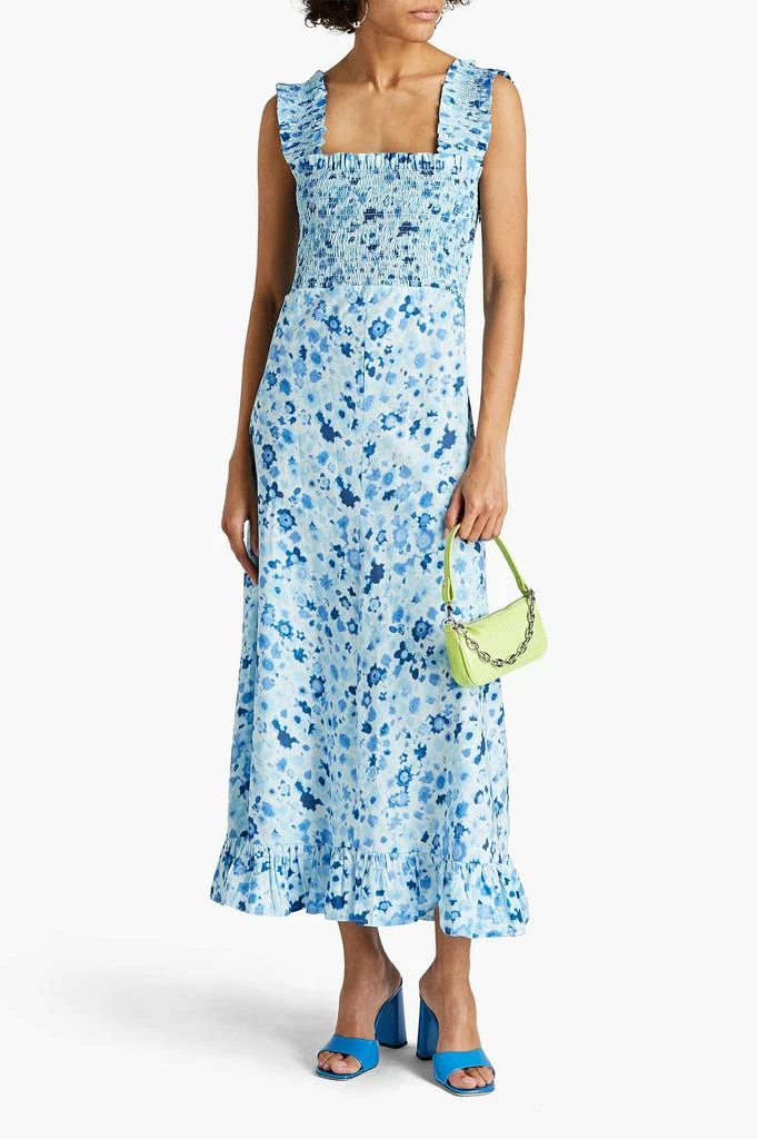 商品Ganni|Shirred printed cotton midi dress,价格¥881,第4张图片详细描述
