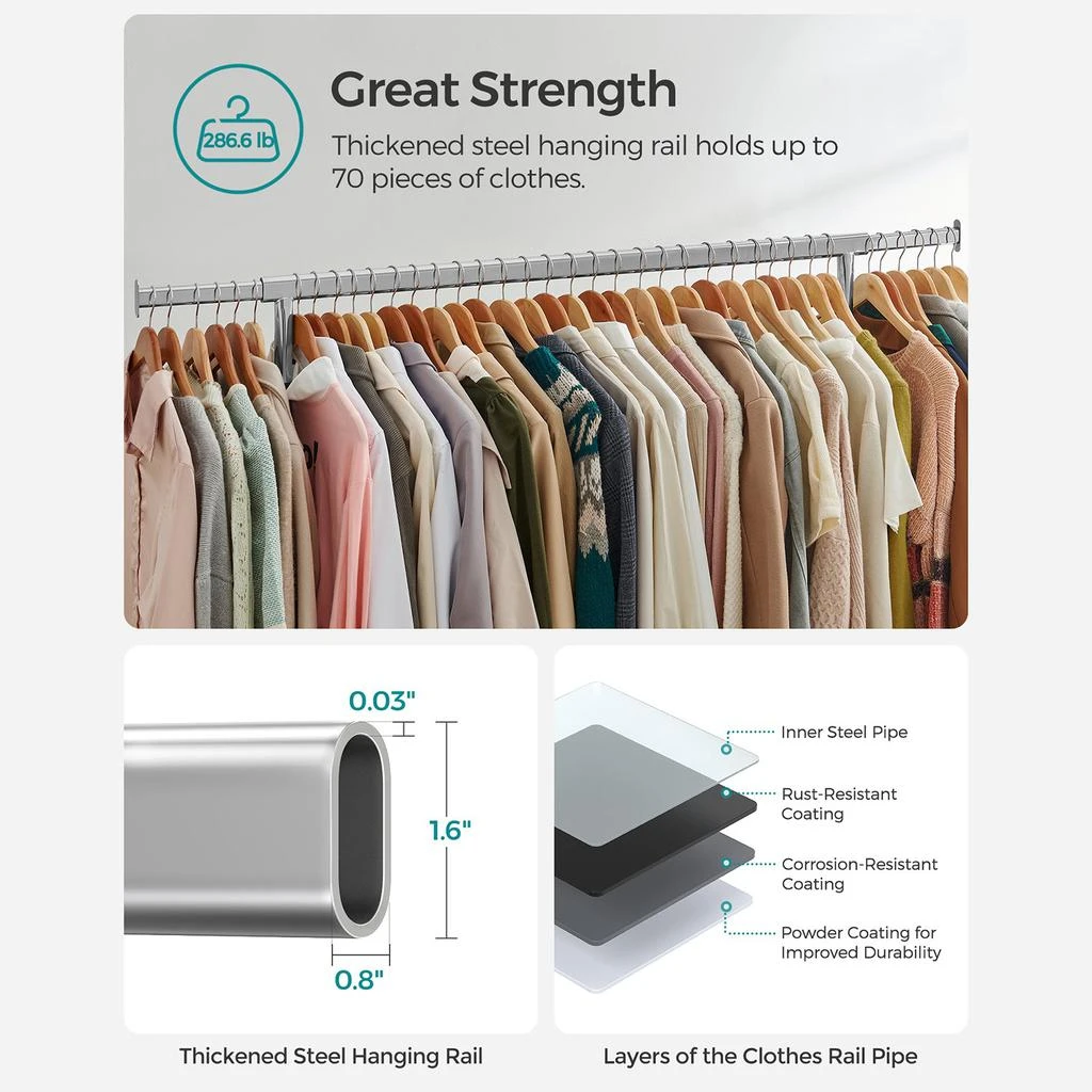 商品BreeBe|Heavy-Duty Clothes Rack with Extendable Hanging Rod,价格¥855,第2张图片详细描述
