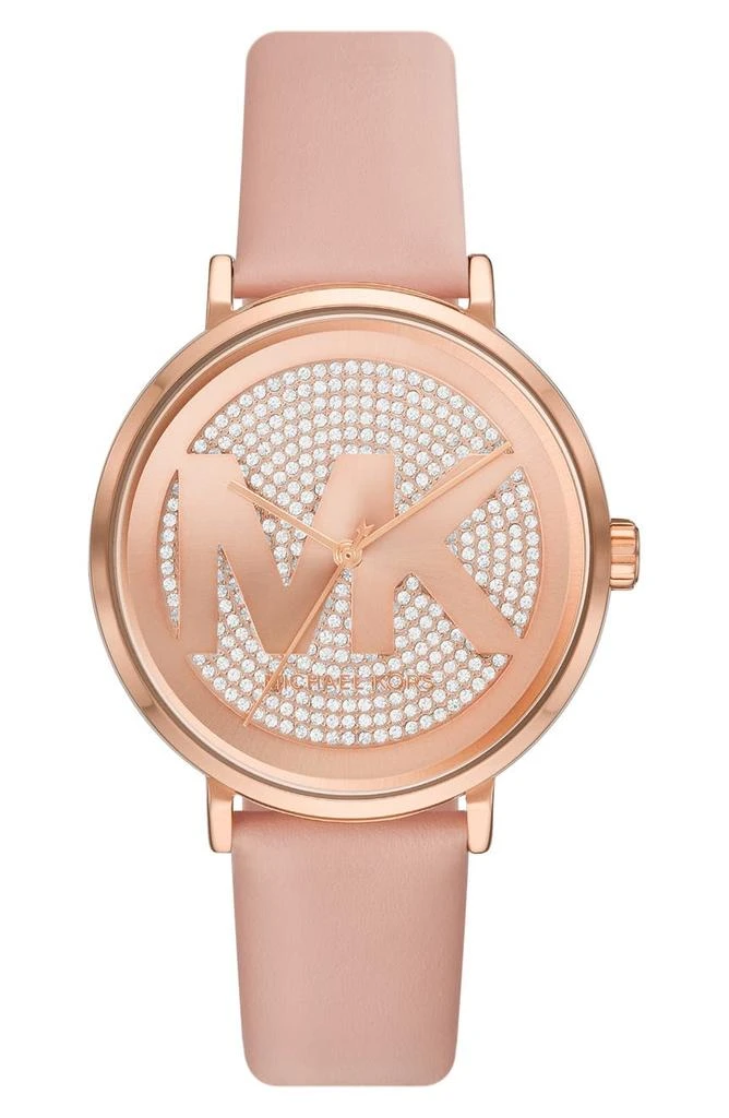 商品Michael Kors|Addyson Leather Strap Watch, 40mm,价格¥938,第1张图片