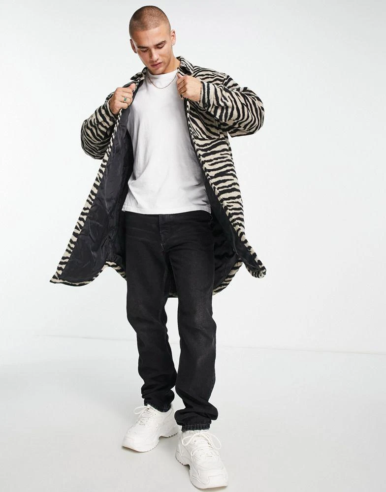 商品ASOS|ASOS DESIGN longline shacket in brown tiger print ,价格¥286,第4张图片详细描述