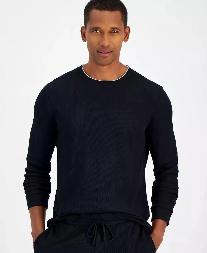 商品Club Room|Men's Waffle Long-Sleeve T-Shirt & Pajama Pant Set, Created for Macys,价格¥150,第4张图片详细描述