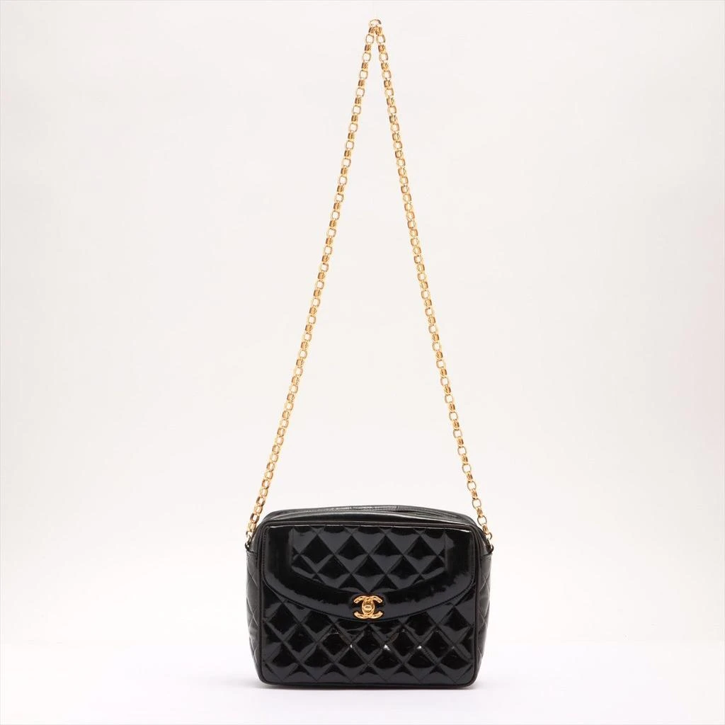 商品[二手商品] Chanel|Chanel Black Quilted Patent Leather CC Diana Camera Shoulder Bag,价格¥35529,第1张图片