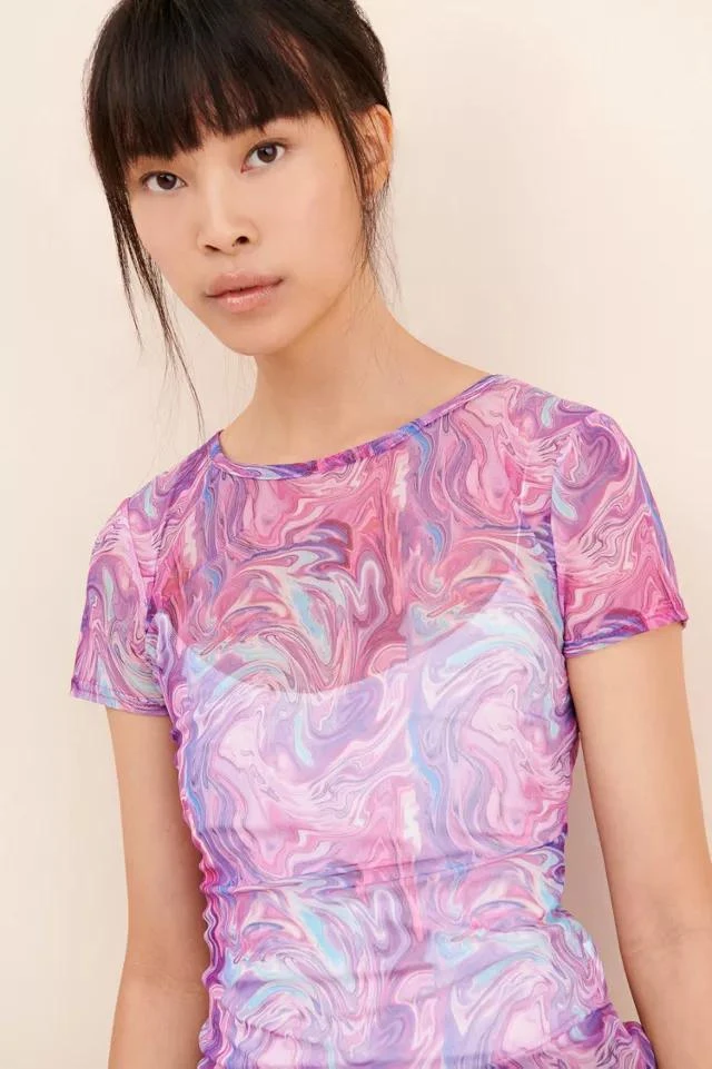 商品Daisy Street|Daisy Street Marble Print Mesh Top,价格¥83,第1张图片