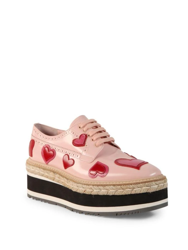 商品Prada|Heart Leather Brogue Platform Oxfords,价格¥3747,第1张图片