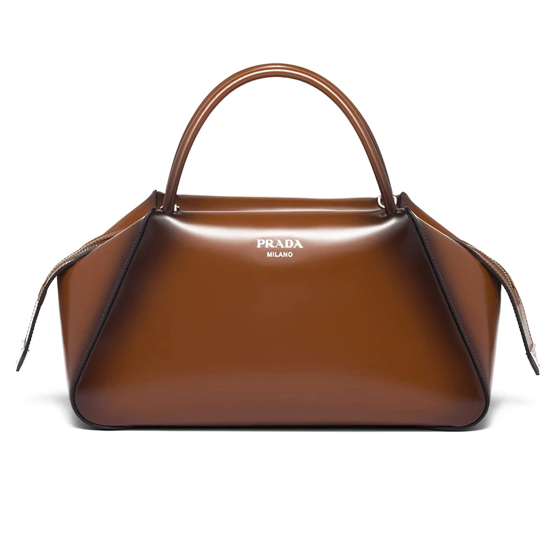 PRADA/普拉达 22新款中号女士烟草色皮革珐琅金属拉丝渐变效果可斜挎手提包1BA365_ZO6_F03AK_V_OSO 商品