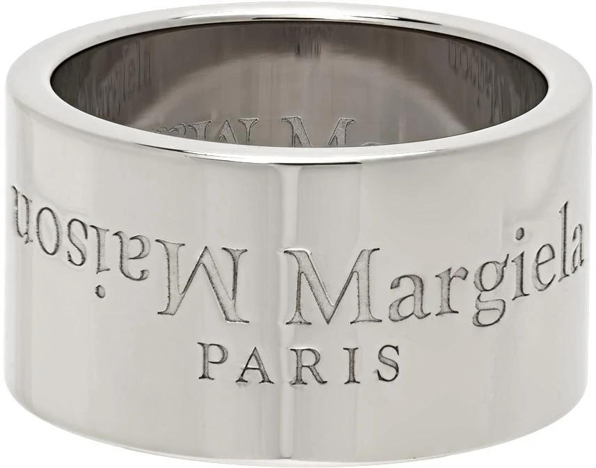 商品MAISON MARGIELA|Silver Polished Wide Logo Ring,价格¥1607,第1张图片