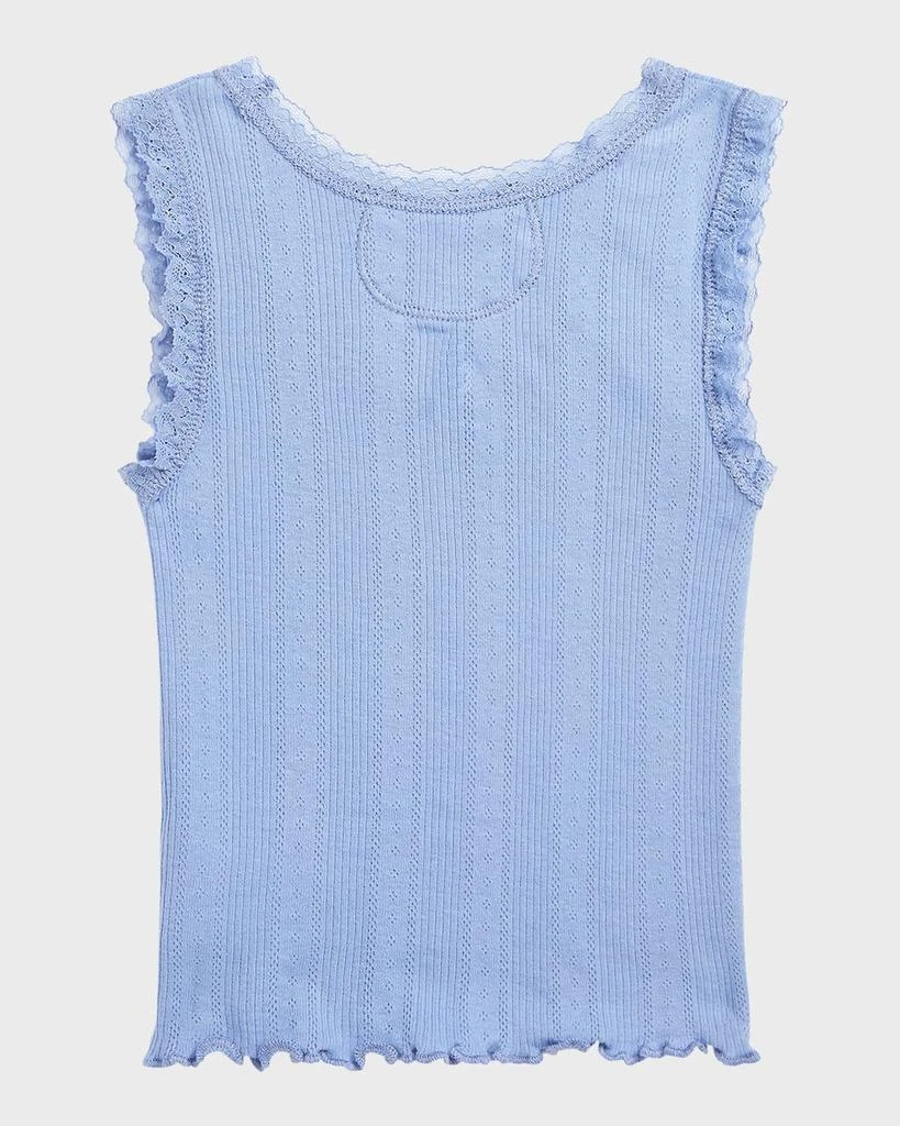 商品Ralph Lauren|Girl's Pointelle Knit Lace Trim Tank Top, Size 2-4,价格¥184,第2张图片详细描述