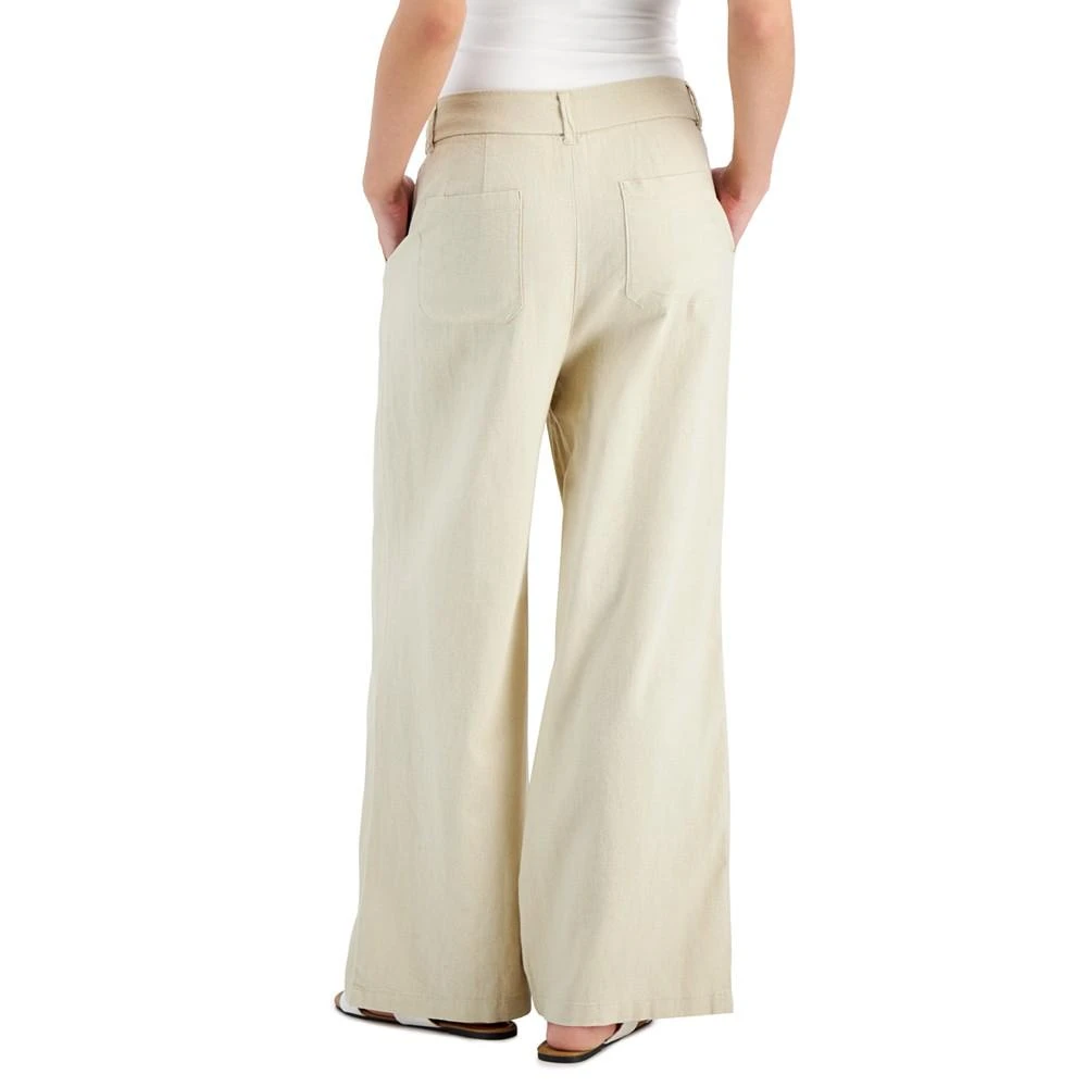 商品Rewash|Juniors' High-Rise Linen Wide-Leg Pleat-Front Trouser Pants,价格¥173,第2张图片详细描述