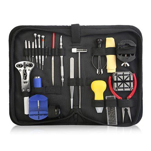 商品Fresh Fab Finds|21 PCS Watch Repair Tool Kit Hand Link Remover Watch Band Holder Case Opener With Free Carrying Case Black,价格¥374,第1张图片
