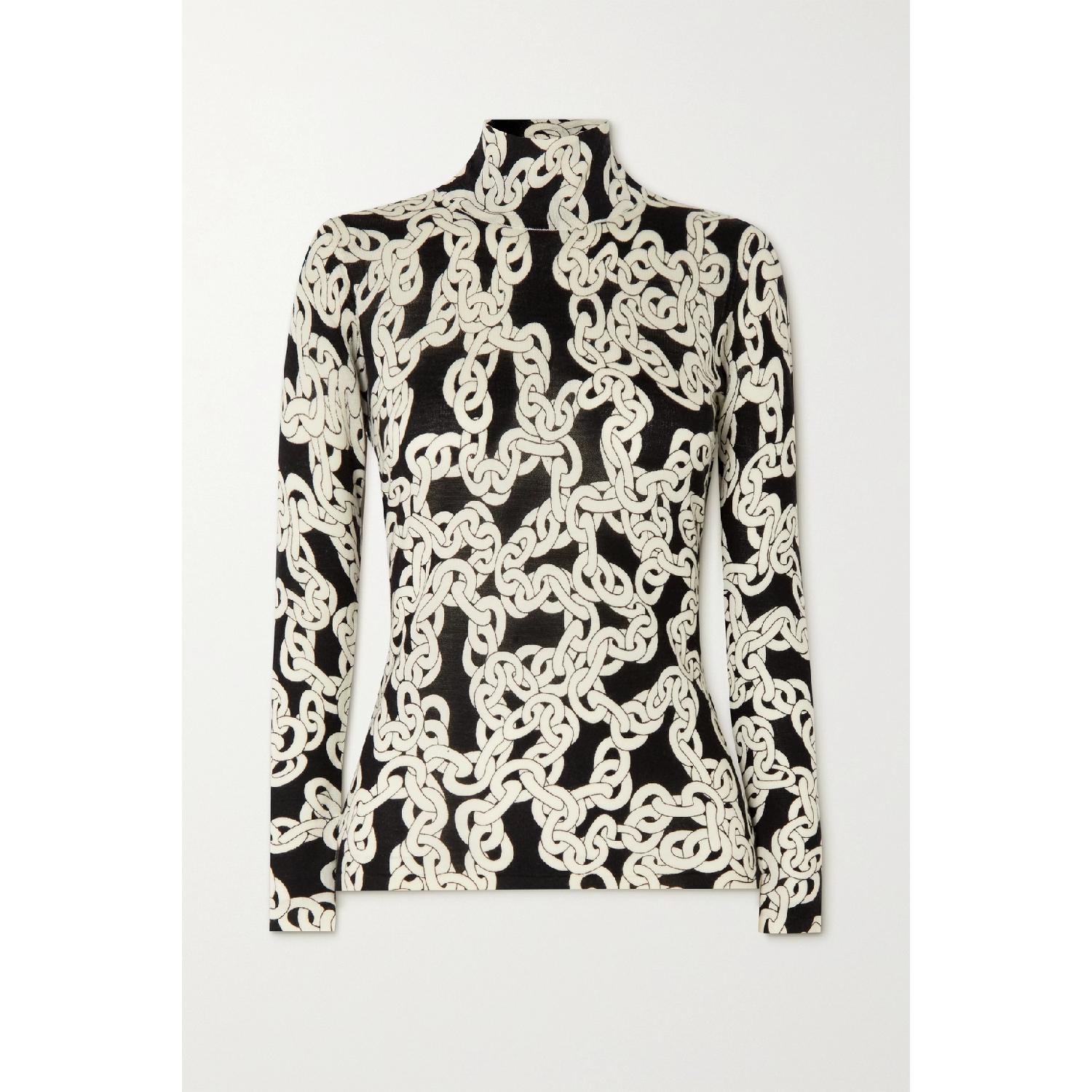 【特惠5.0折】包邮包税【预售7天发货】 DIANE VON FURSTENBERG 23秋冬 女士 针织衫 Brandy 提花针织美利奴羊毛高领毛衣 1647597287848757 D*VFWL3Q016CCSBK 商品第2张图片规格展示