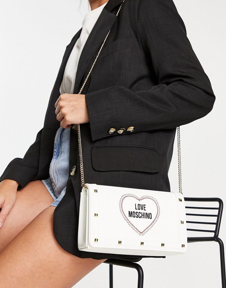 Love Moschino Love Heart crossbody bag in white商品第2张图片规格展示