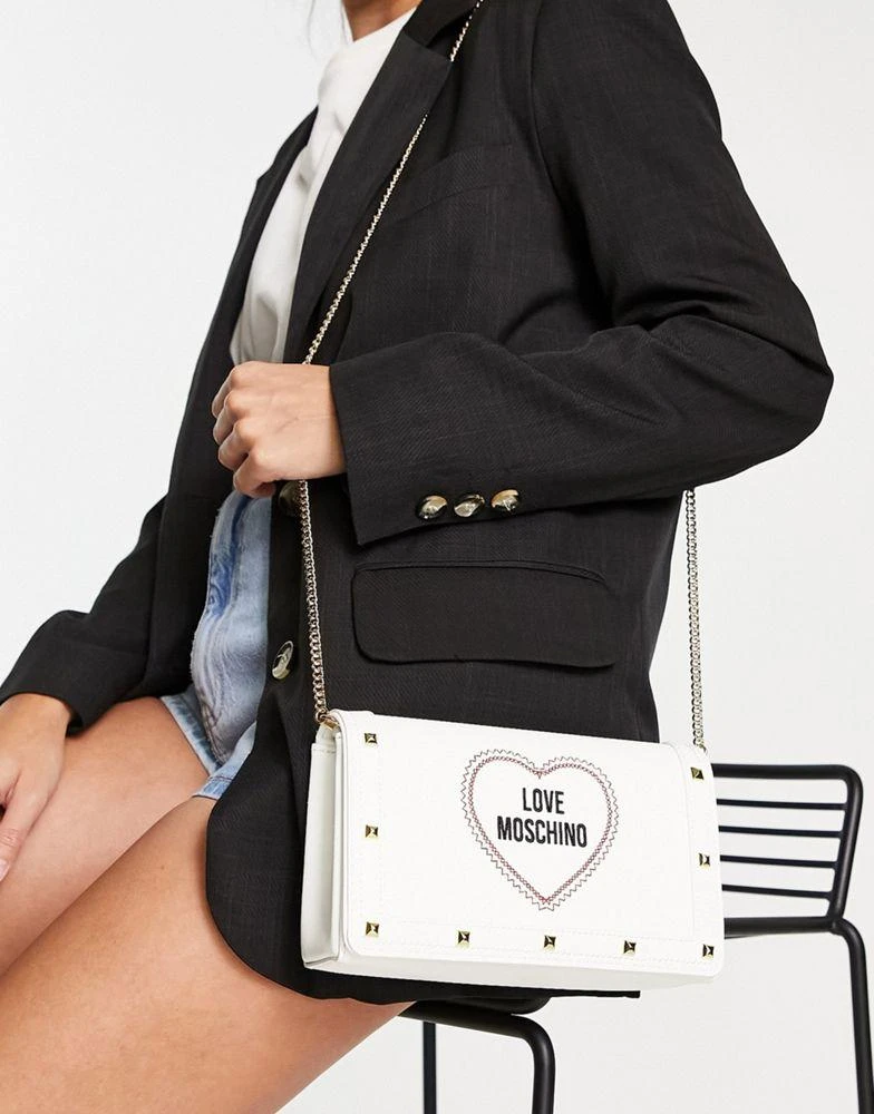 商品Moschino|Love Moschino Love Heart crossbody bag in white,价格¥1351,第2张图片详细描述