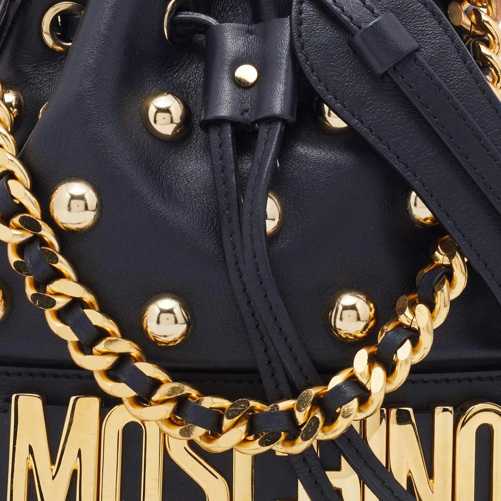 Moschino Black Leather Studded Drawstring Bucket Bag 商品