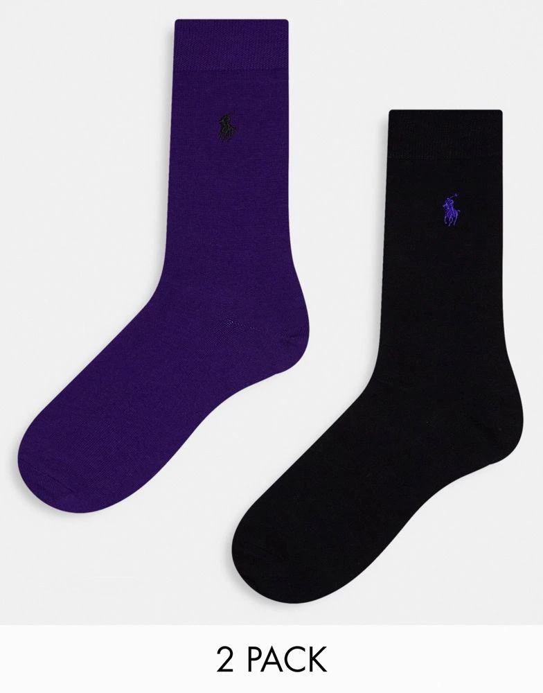 商品Ralph Lauren|Polo Ralph Lauren 2 pack socks in purple/black with pony logo,价格¥234,第1张图片