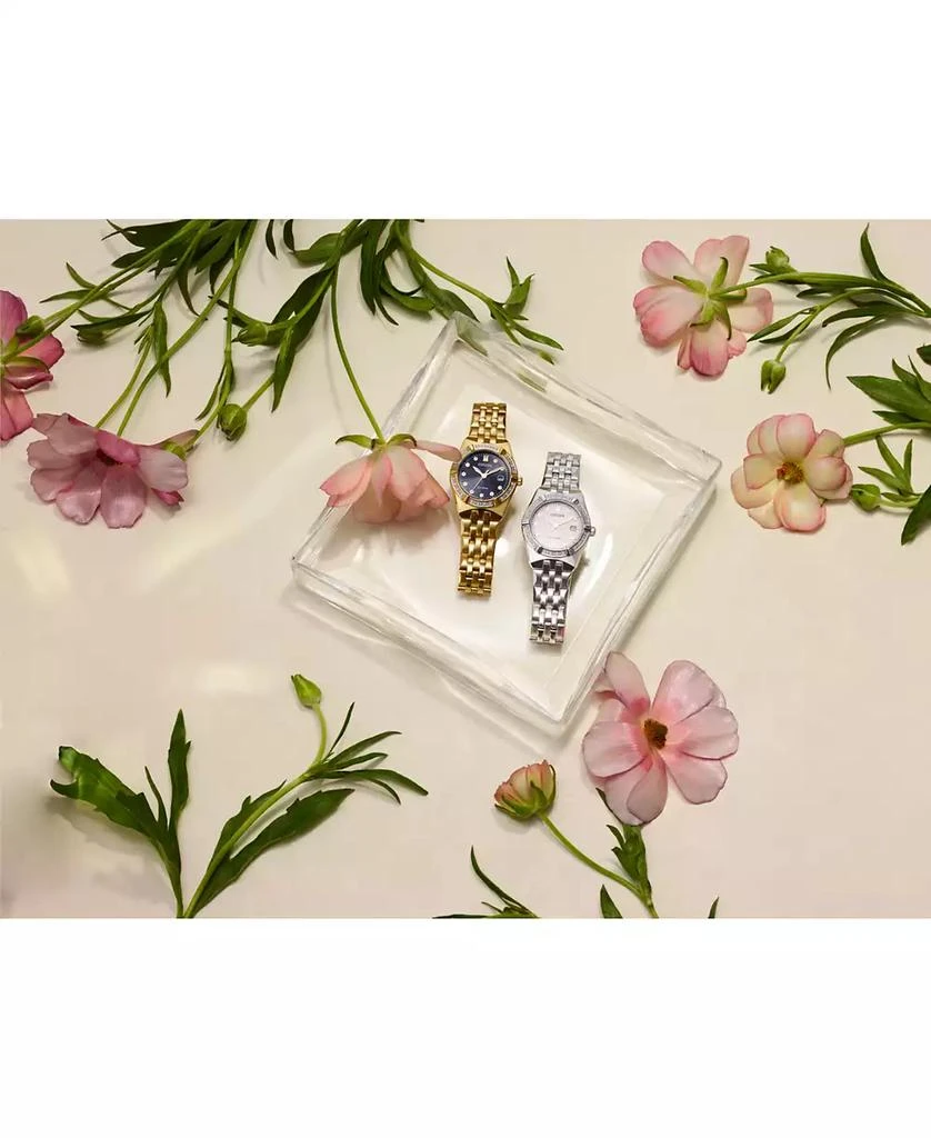 商品Citizen|Eco-Drive Women's Corso Diamond (1/10 ct. t.w.) Gold-Tone Stainless Steel Bracelet Watch 28mm,价格¥3290,第4张图片详细描述