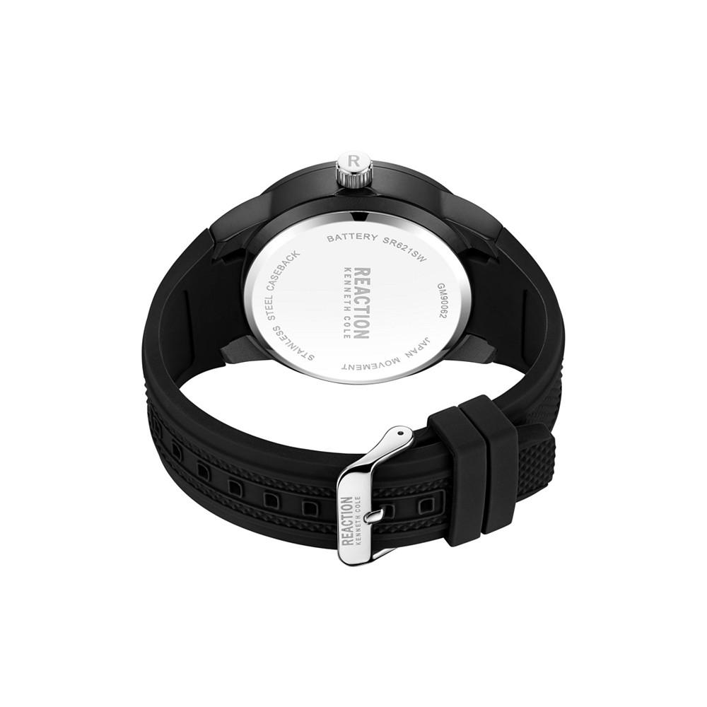 Men's Sporty Three Hand Black Silicon Strap Watch, 49mm商品第3张图片规格展示