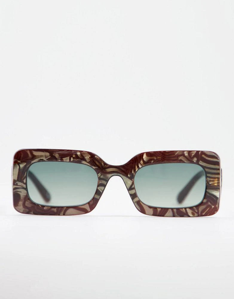 商品ASOS|ASOS DESIGN mid square sunglasses in brown acetate transfer  - BROWN,价格¥45,第4张图片详细描述