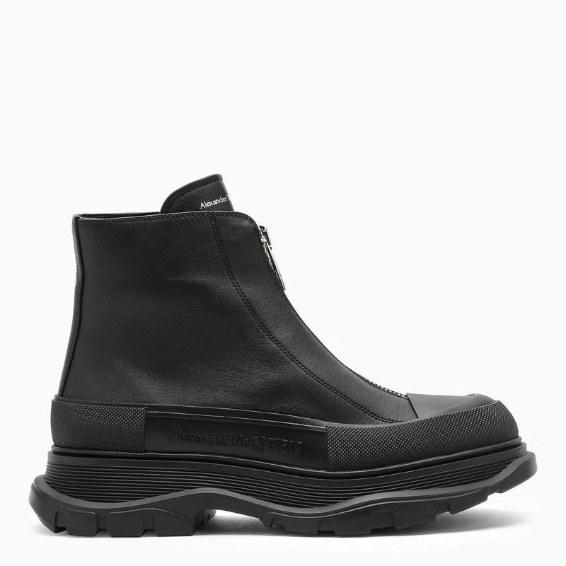 商品Alexander McQueen|Black Zip Tread Slick boot,价格¥6544,第1张图片