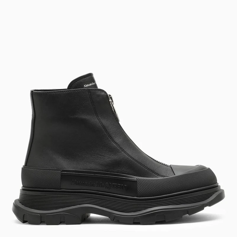 商品Alexander McQueen|Black Zip Tread Slick boot,价格¥3484,第1张图片