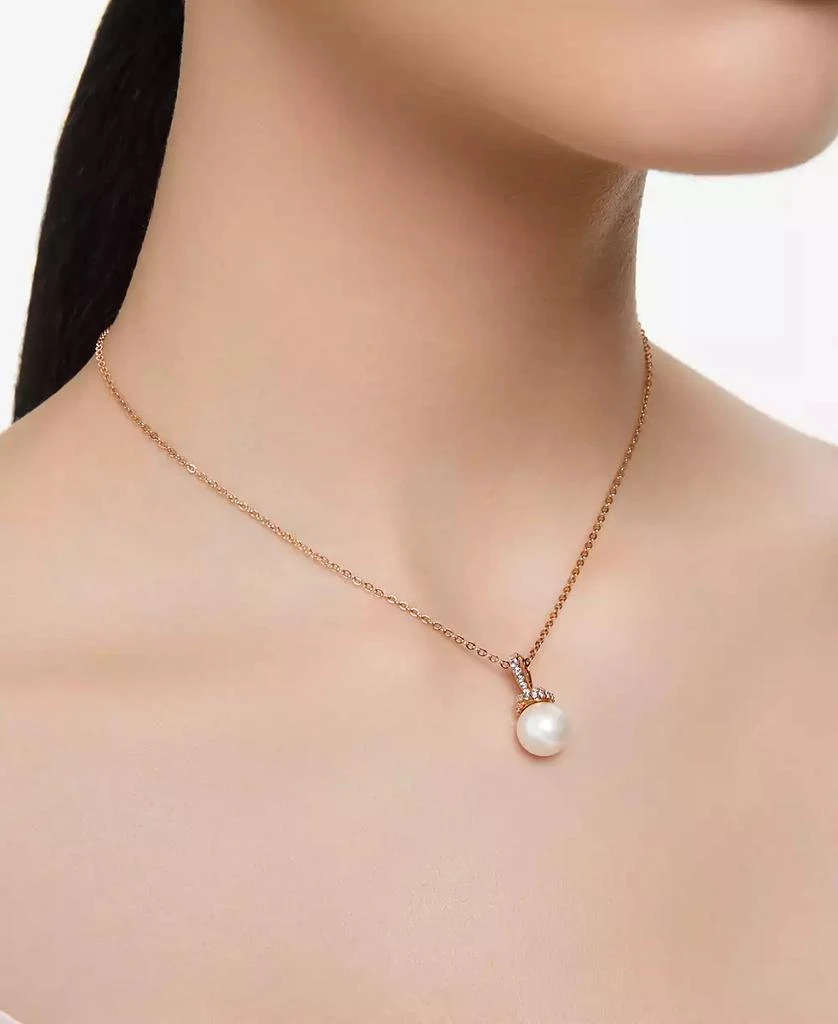 商品Swarovski|Rose Gold-Tone Pavé & Imitation Pearl Pendant Necklace, 15" + 2" extender,价格¥697,第5张图片详细描述