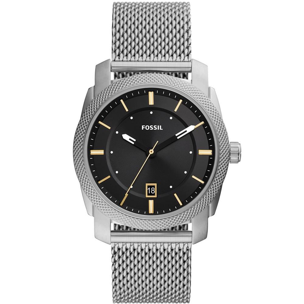 商品Fossil|Men's Machine Silver-Tone Stainless Steel Mesh Bracelet Watch 42mm,价格¥1088,第1张图片