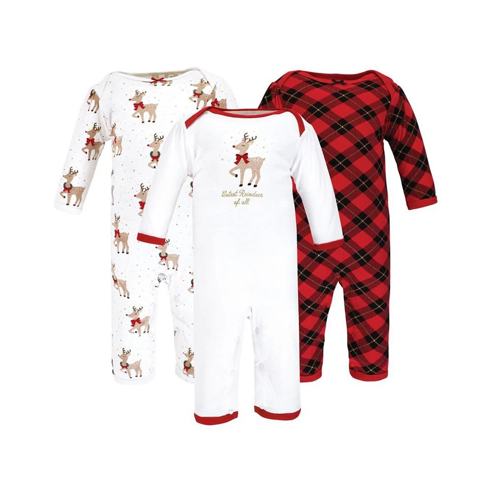 商品Hudson|Baby Girls Reindeer Cotton Coveralls, Pack of 3,价格¥166,第1张图片