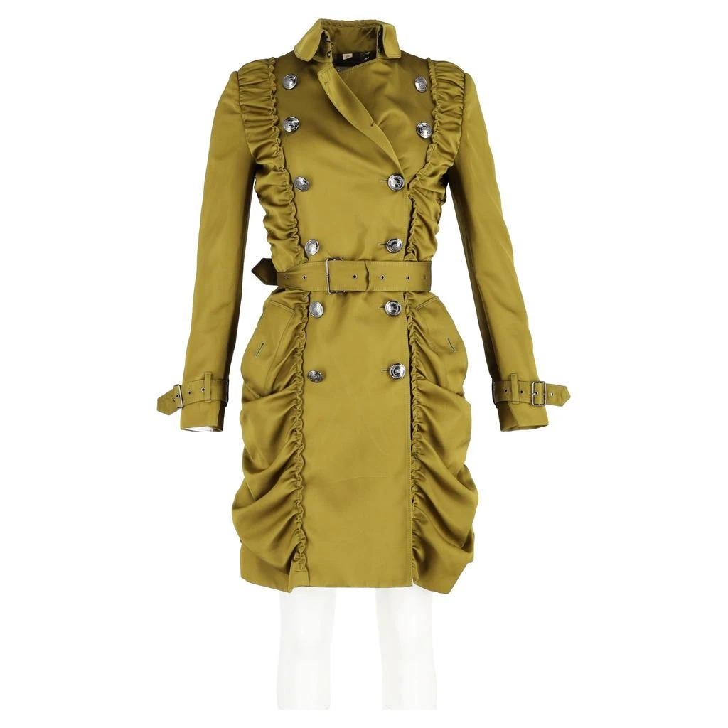 商品[二手商品] Burberry|Ruched Double-Breasted Trench Coat in Green Polyester,价格¥5009,第4张图片详细描述