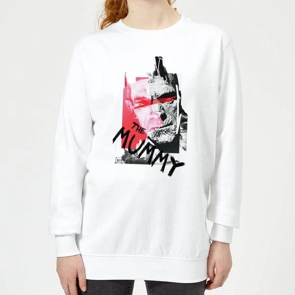 商品Universal Monsters|Universal Monsters The Mummy Collage Women's Sweatshirt - White,价格¥255,第1张图片