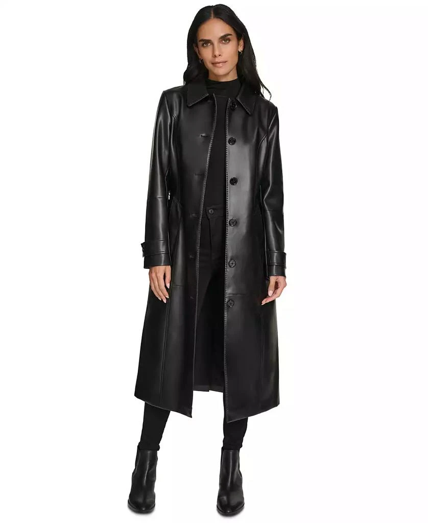 商品Calvin Klein|Women's Belted Faux-Leather Trench Coat,价格¥712,第5张图片详细描述