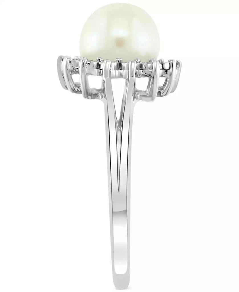 商品Effy|EFFY® Cultured Freshwater Pearl (7mm) & Diamond (1/20 ct. t.w.) Halo Ring in Sterling Silver,价格¥626,第5张图片详细描述