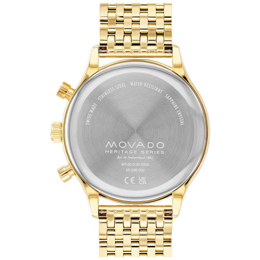 商品Movado|Men's Heritage Yellow Ionic Gold-Tone Plated Steel Bracelet Watch 43mm,价格¥9685,第5张图片详细描述