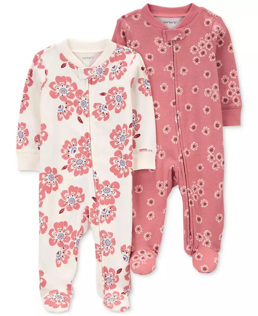 商品Carter's|Baby Cotton 2-Way-Zip Footed Sleep and Play Coveralls, Pack of 2,价格¥74,第1张图片
