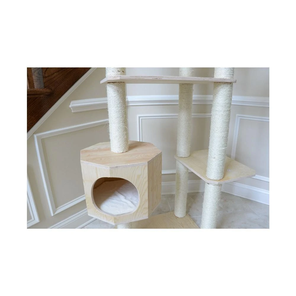 商品Macy's|89" Real Wood Premium Scots Pine, 7-Level Cat Tree With 2 Playhouses,价格¥2590,第5张图片详细描述