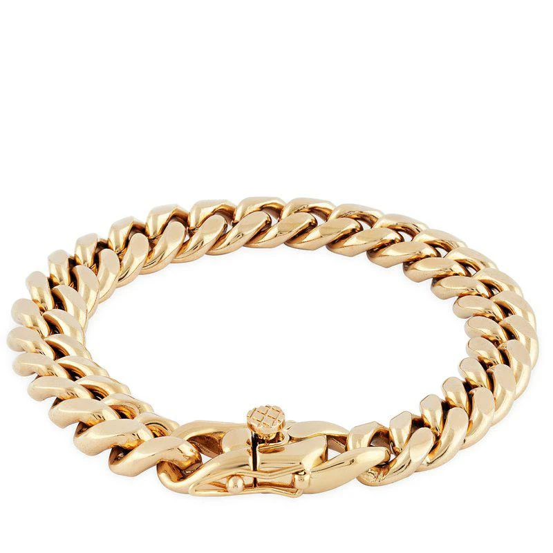 商品Simply Rhona|Miami Cuban Chunky Bracelet In 18K Gold Plated Stainless Steel Width 0.39",价格¥529,第1张图片