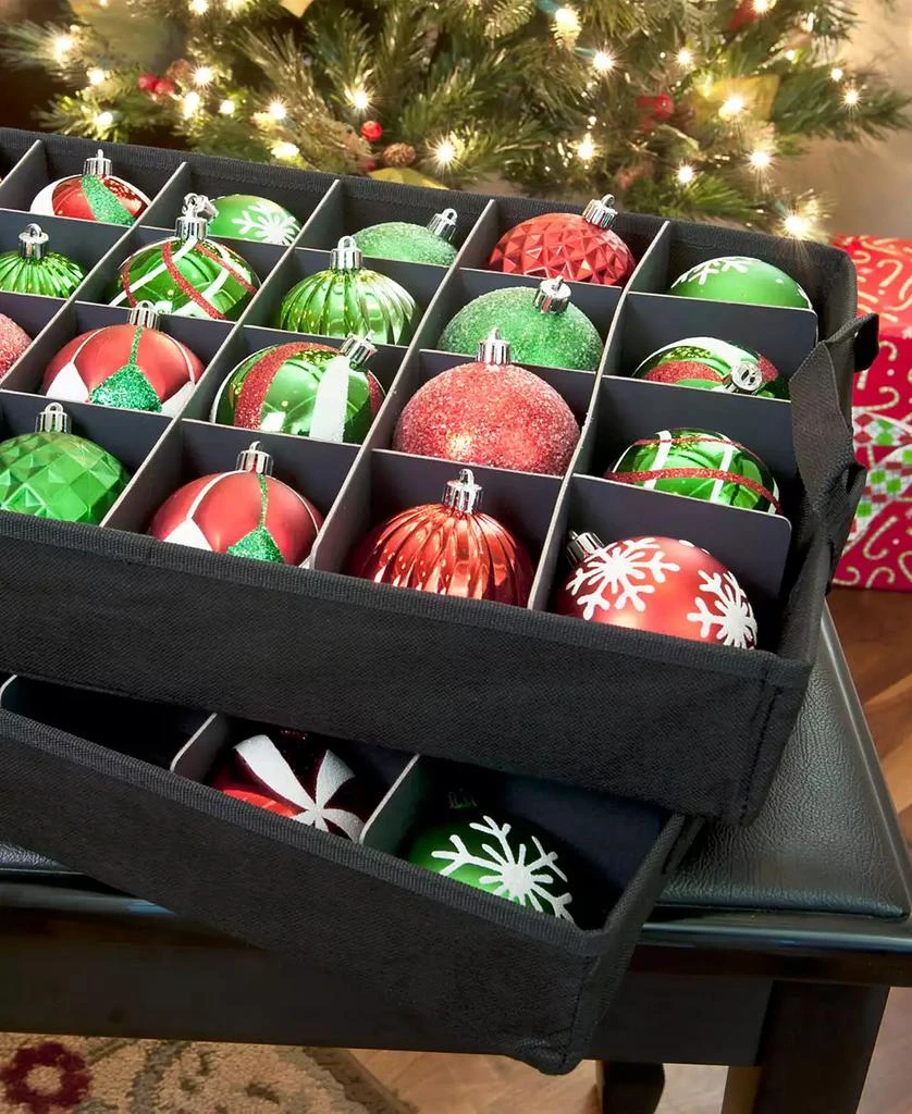 商品Santa's Bag|2 Tray Christmas Ornament Storage Box with Clear Lid,价格¥646,第3张图片详细描述