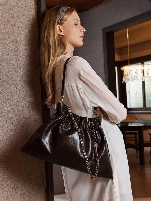 商品LOEUVRE|Sac de Verre Large Shoulder Bag - Dark Chocolate,价格¥3088,第1张图片