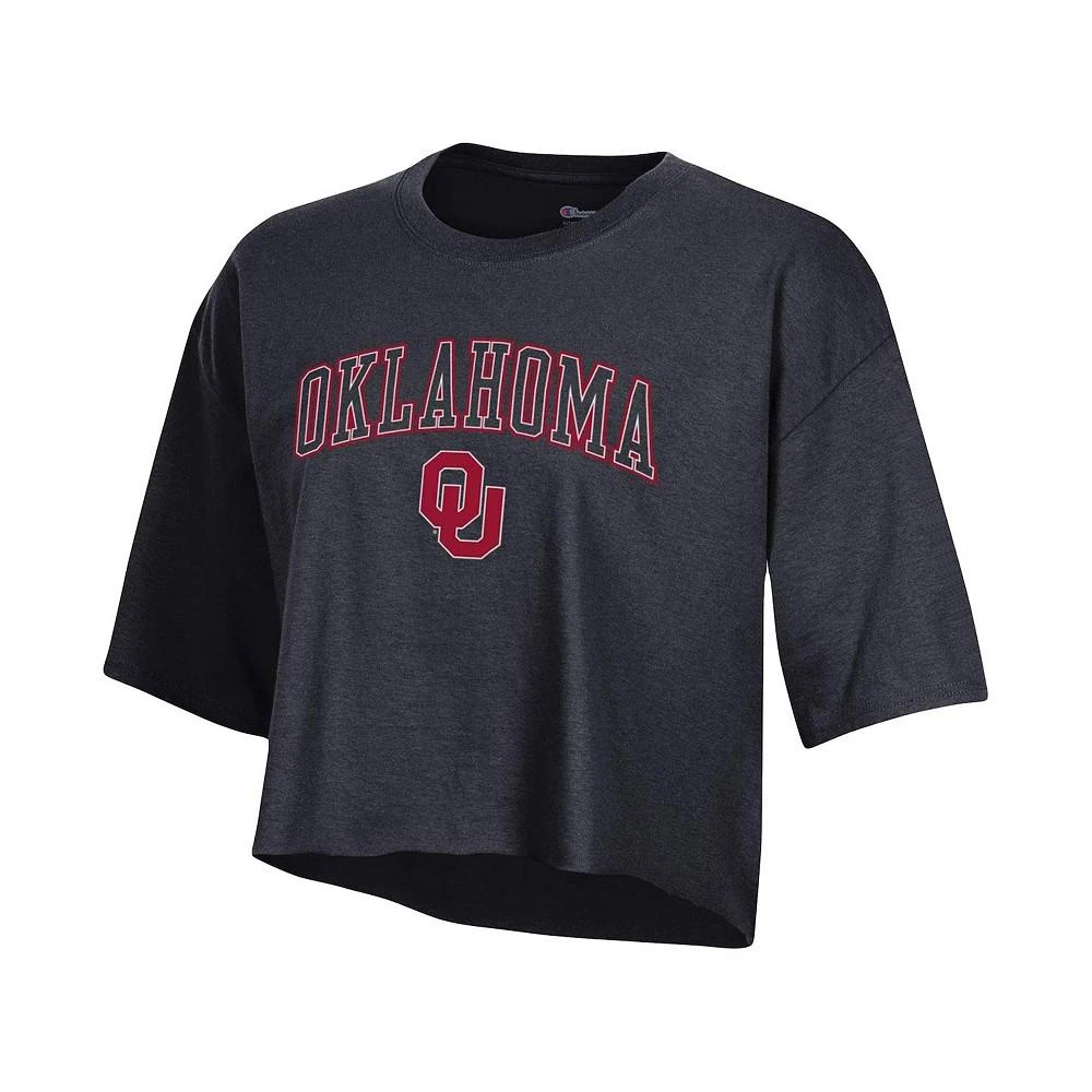 商品CHAMPION|Women's Black Oklahoma Sooners Cropped Boyfriend T-shirt,价格¥185,第2张图片详细描述