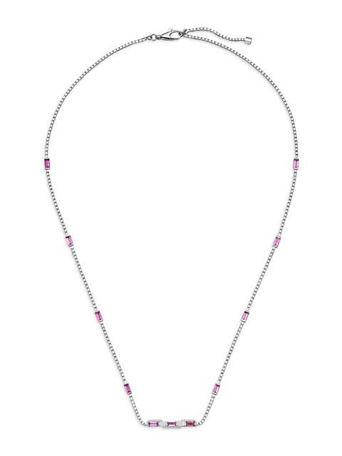 Link To Love 18K White Gold & Rubellite Bar Pendant Necklace商品第1张图片规格展示