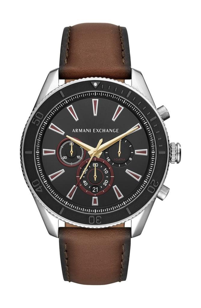 商品Armani Exchange|Men's Enzo Leather Strap Watch, 46mm,价格¥966,第1张图片