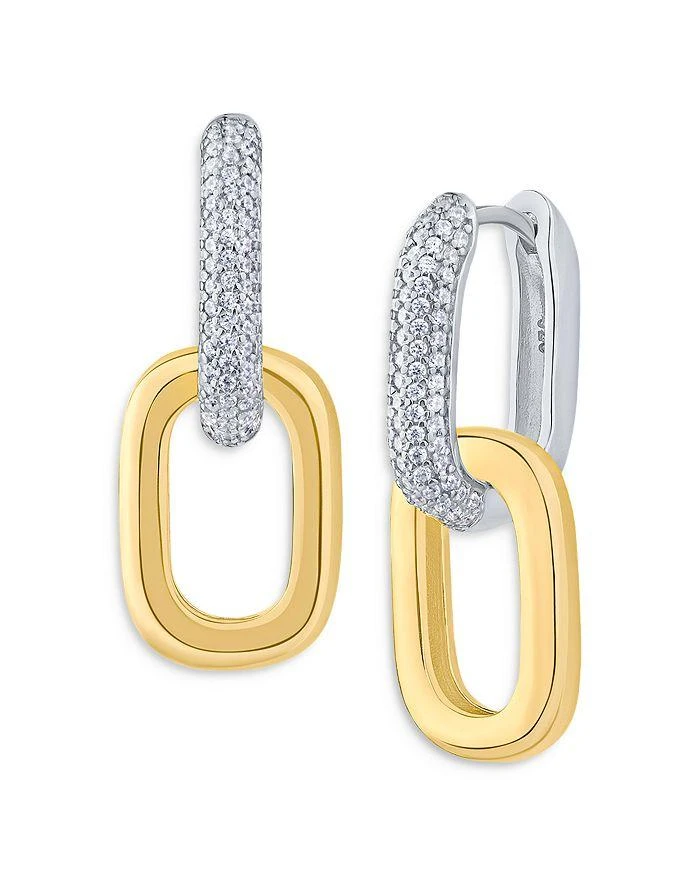 商品Kenneth Jay Lane|Pavé Link Drop Earrings in Rhodium Plated & 14K Gold Plated,价格¥539,第1张图片详细描述