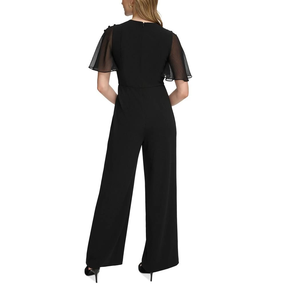 商品Calvin Klein|Women's Flutter-Sleeve Button-Trim Jumpsuit,价格¥768,第2张图片详细描述