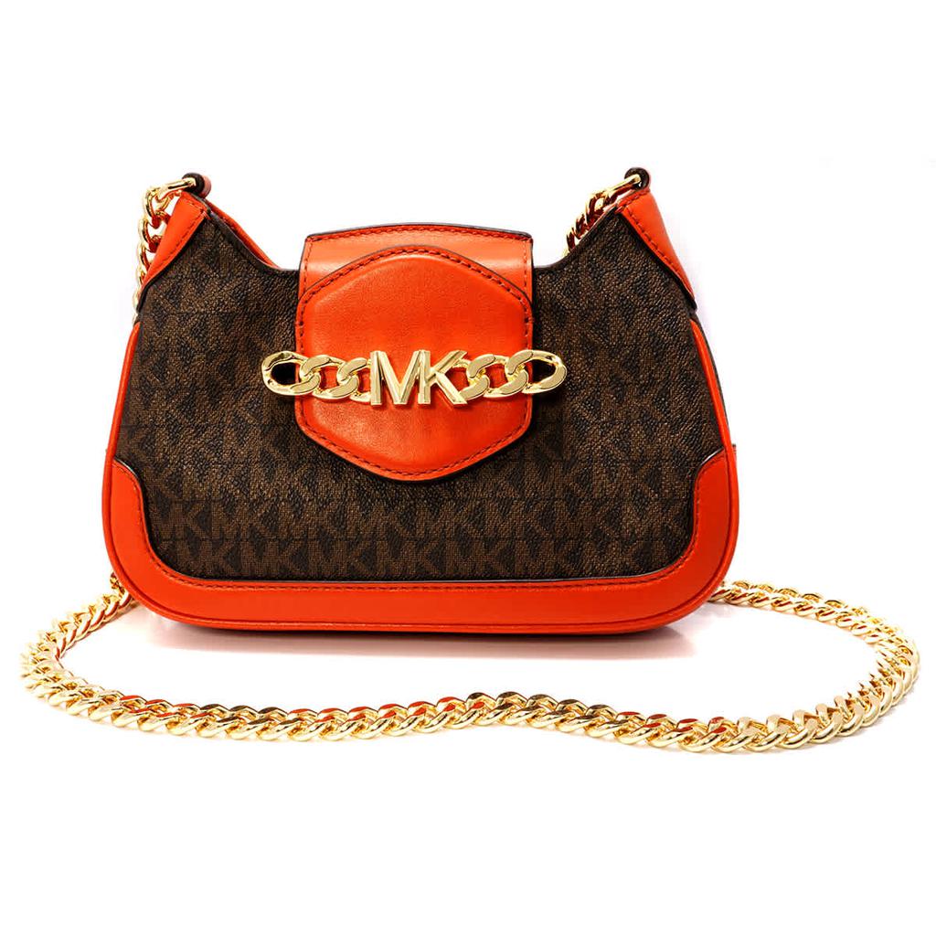 Michael Kors Orange Ladies Hally Extra Small Presbyopia Leather Crossbody Bag商品第2张图片规格展示