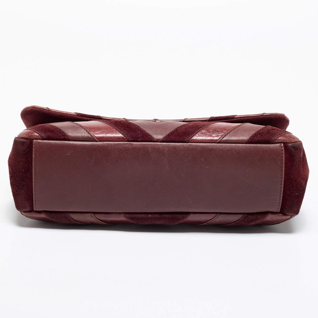 Chanel Burgundy Leather and Suede Jumbo Surpique Flap Bag商品第8张图片规格展示