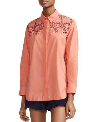 商品Maje|Caponi Lace Shoulder Shirt,价格¥1094,第1张图片