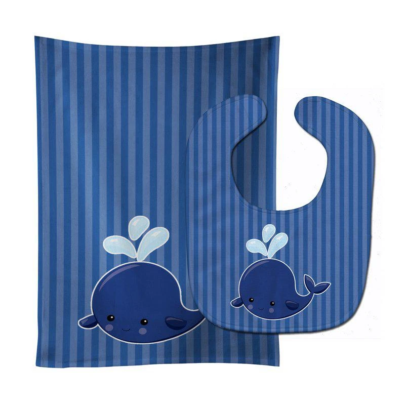 商品Caroline's Treasures|Nautical Whale Blue #2 Baby Bib & Burp Cloth,价格¥136,第1张图片