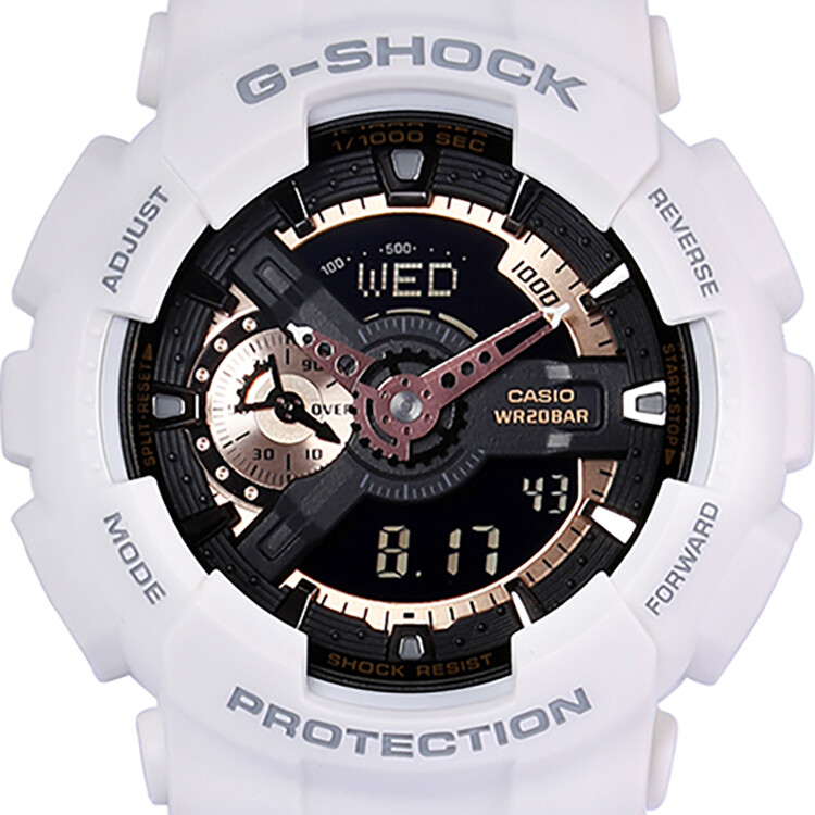 卡西欧（CASIO）G-SHOCK手表男女大盘时尚双显防水防震运动电子潮流节日礼物男表 白玫瑰金GA-110RG-7A-白色-GA-110RG-7A商品第2张图片规格展示