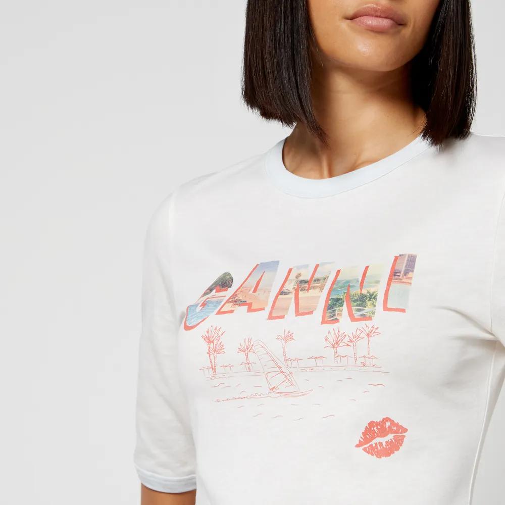 Ganni Printed Organic Cotton-Jersey T-Shirt商品第4张图片规格展示
