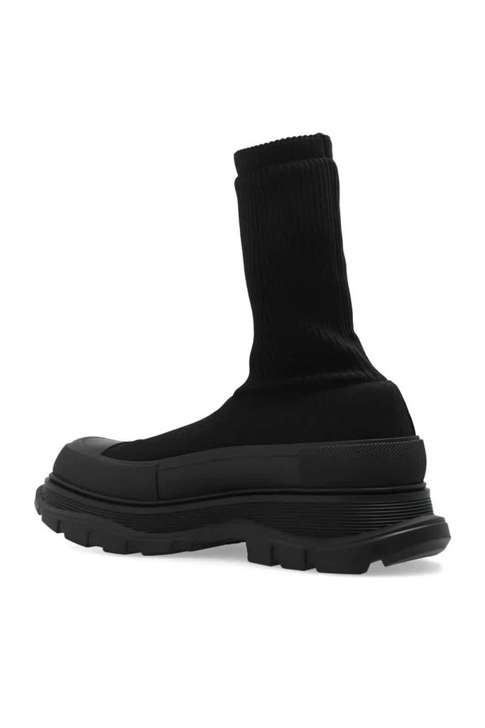 商品Alexander McQueen|Men's Graffiti Ribbed Knit Tread Slick Boots,价格¥2282,第2张图片详细描述