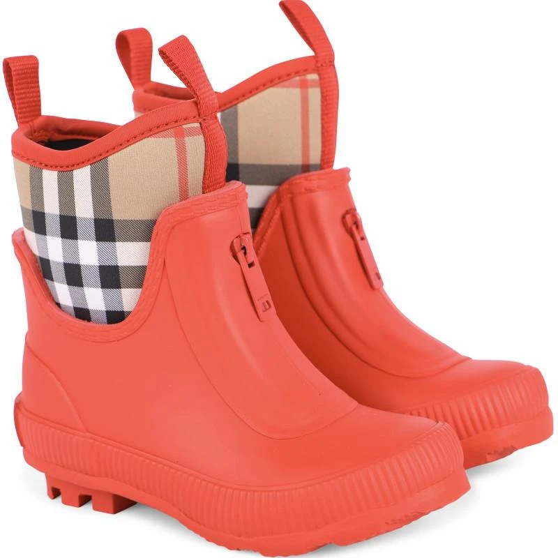 商品Burberry|Vintage check baby rain boots in red and beige,价格¥2746,第1张图片